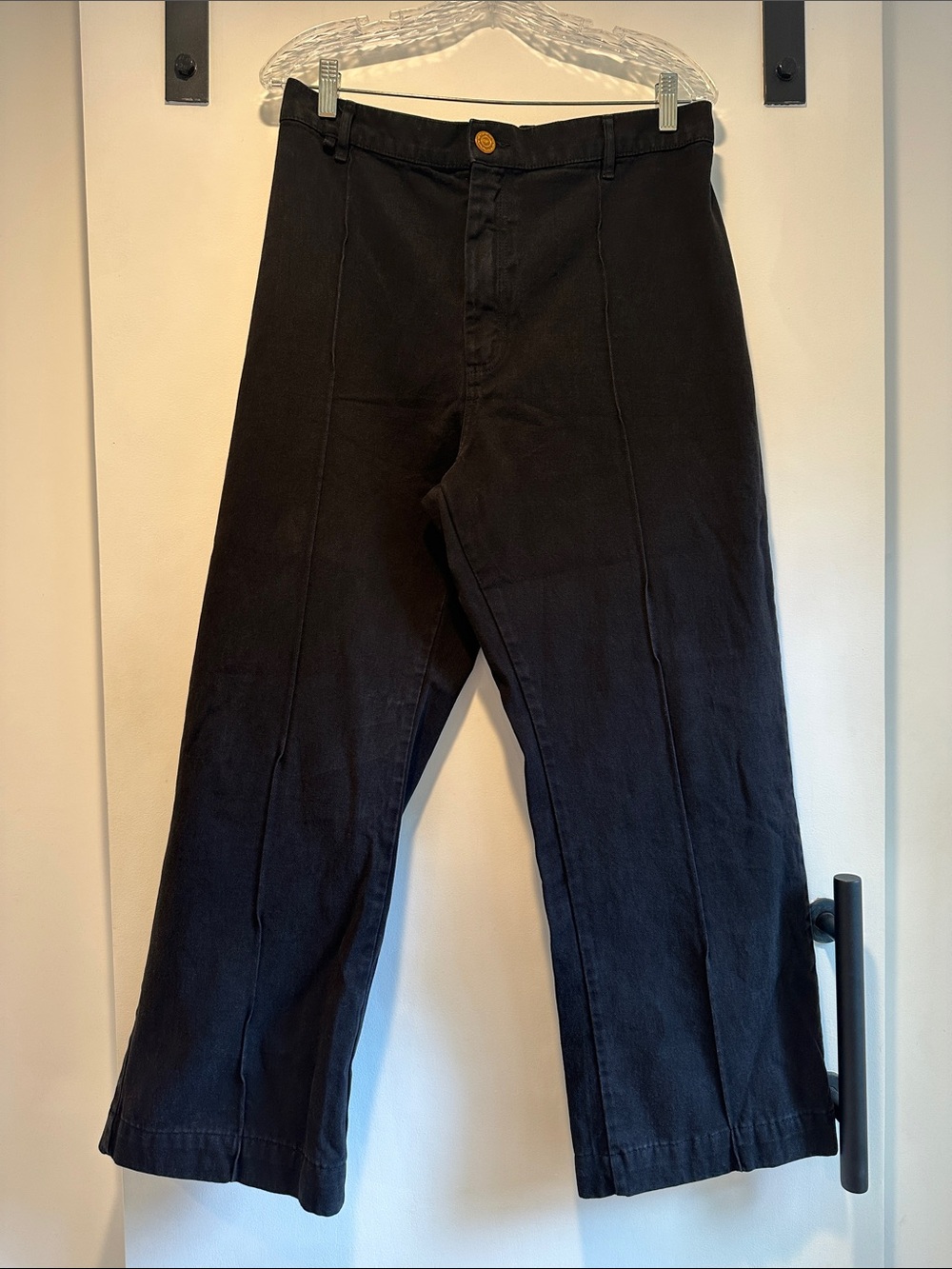 Black Twill Flare Pants